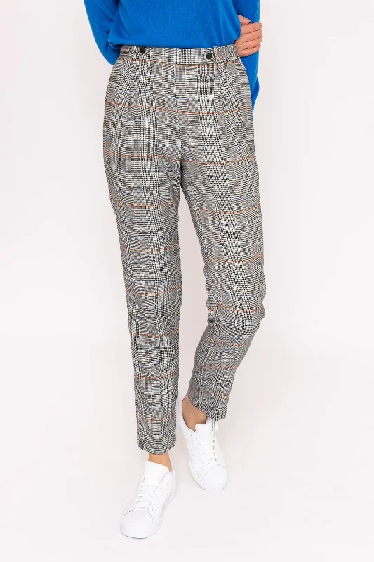 Button Detail Tailored Pant in Check Print