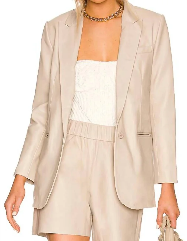 Leather Blazer In Off White