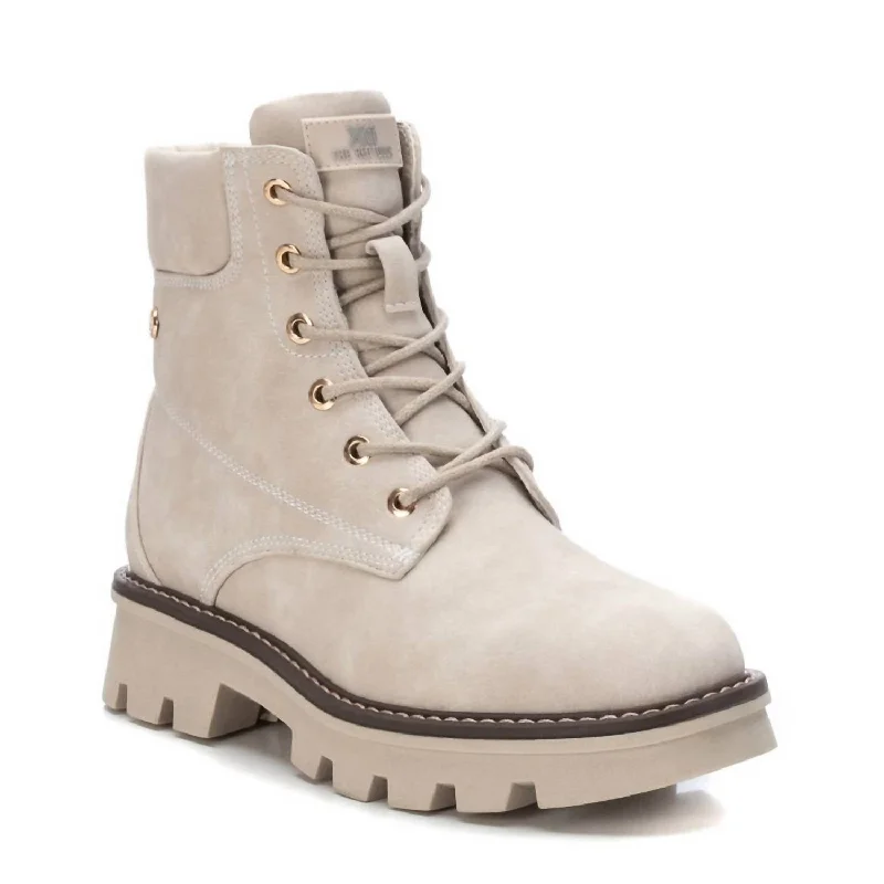 Women's Biker Booties In Light Beige