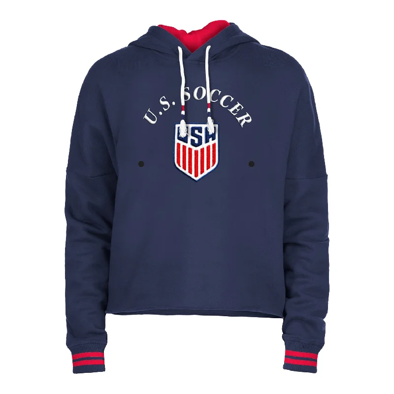 Women's New Era USMNT Fleece Cropped Navy Hoodie