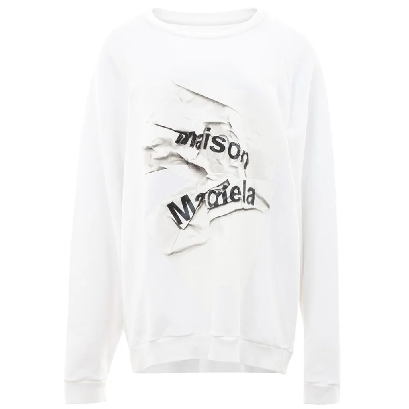 Maison Margiela Elegant Cotton Knit Sweater in Pristine White