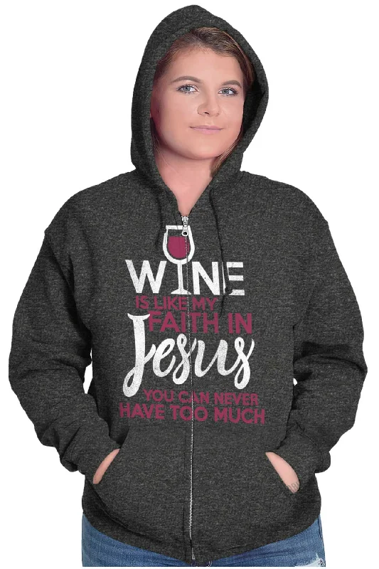 Wine Faith Jesus Zip Hoodie