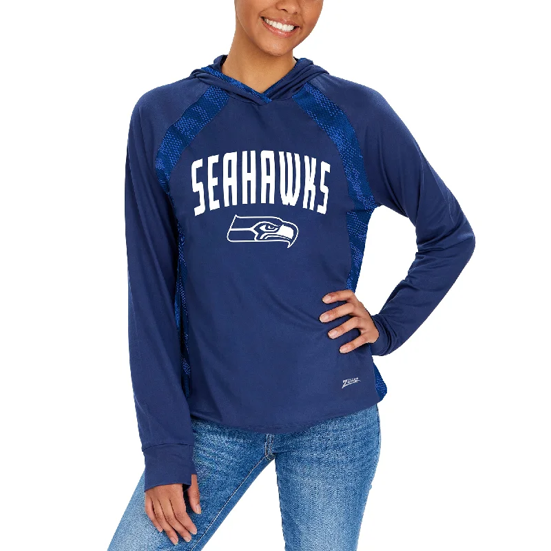 Zubaz NFL Women's Seattle Seahawks Elevated Hoodie W/ Tonal Viper Print