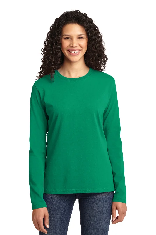 Port & Company Womens Core Long Sleeve Crewneck T-Shirt - Kelly Green