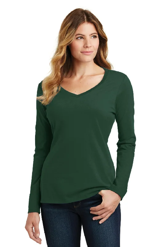 Port & Company Womens Fan Favorite Long Sleeve V-Neck T-Shirt - Forest Green