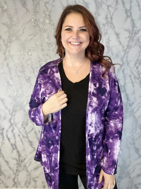 Purple Tie Dye Slinky Cardigan